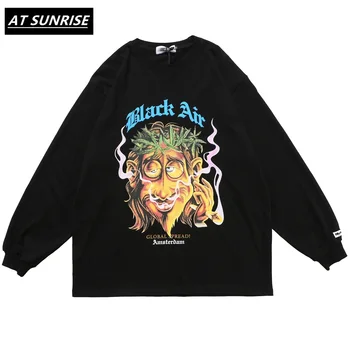 

AT SUNRISE smoking man Printed T Shirts 2020 Streetwear Oversize Hip Hop Harajuku Tees Shirts Casual Long Sleeve Shirts