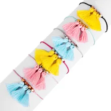 Стиль цветной браслет на ногу с кисточками разделенная поверхность браслет из сплава с бусинами импорт восковой линии плетение водостойкий Воск линия ножной браслет