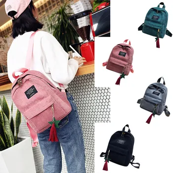

Women Backpack School Bags Soft Fabric Travel Backpack Corduroy Bookbag for Teenage Girls Small Backpack Mochila Feminina 1.20