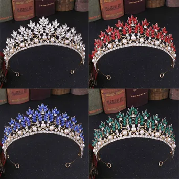 

Luxury Bridal Jewelry Handmade Leaf Petal Crystal Rhinestone Crown Tiara Women Wedding Hair Jewelry Accessories XH