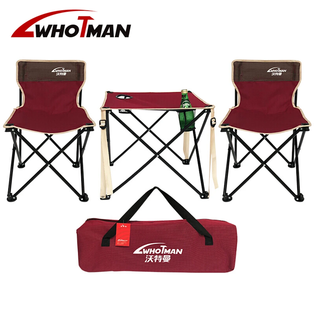 

Table Chairs Set Folding Camping Portable Lightweight Backrest Seat Stool Outdoor Hiking Patio Travel Picnic with Carrying Bag