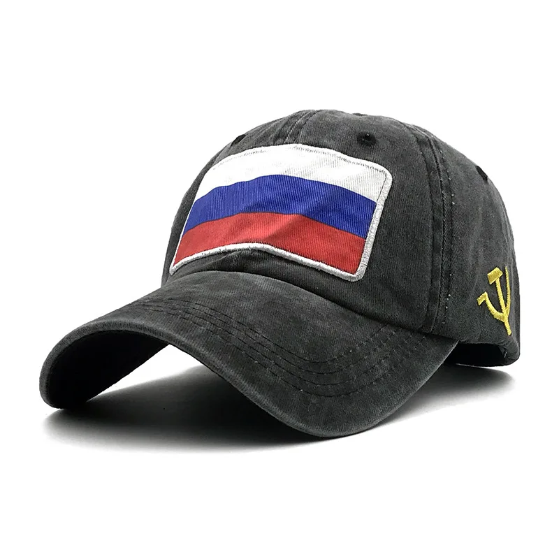 Флаг России стандартная вымытая винтажная кепка мужская и женская изогнутая бейсболка с вышивкой Повседневная патриотическая Кепка