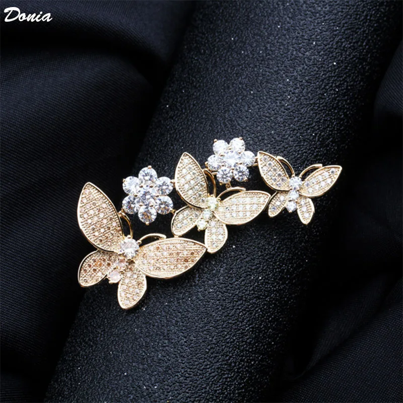 Donia jewelry New retro  yellow butterfly brooch high-end atmosphere luxury insect pin anti-wardrobe malfunction female