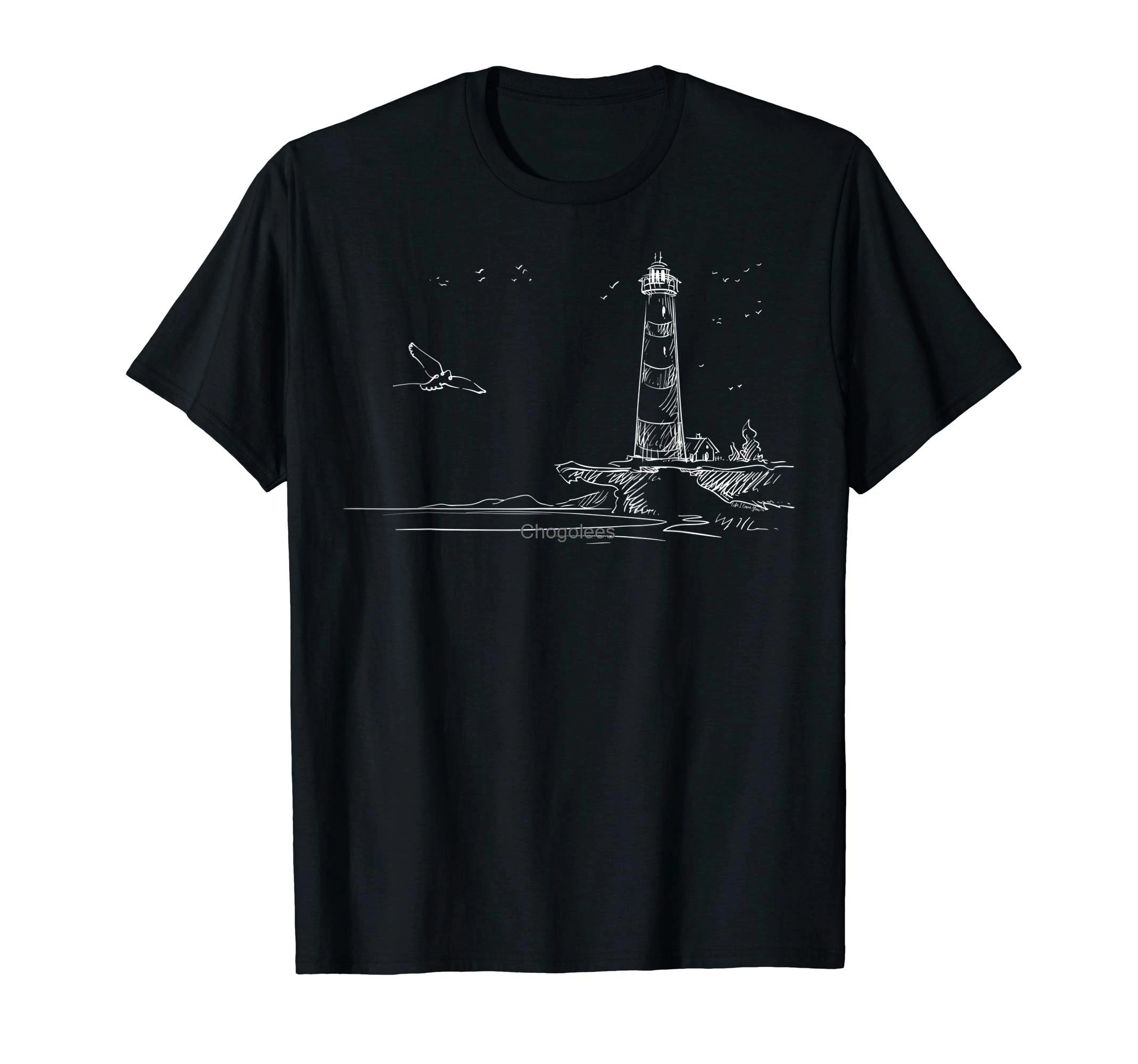 Морской Маяк футболка с изображением морских скетчей | Мужская одежда