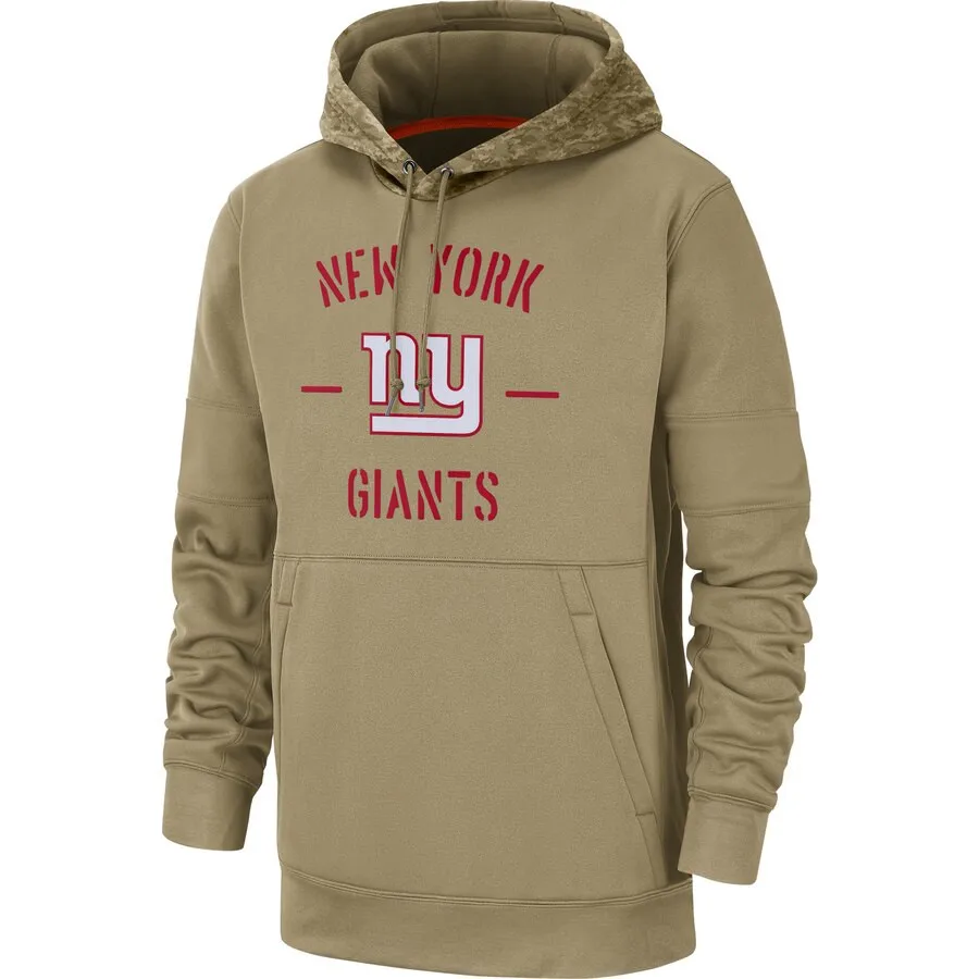 Нью-Йорк, Мужская толстовка для американского футбола, Giants,, Салют для обслуживания, Sideline Therma, пуловер, толстовка с капюшоном, цвет коричневый - Цвет: Бежевый
