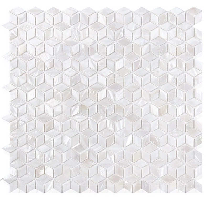 white rhombus tile backsplash