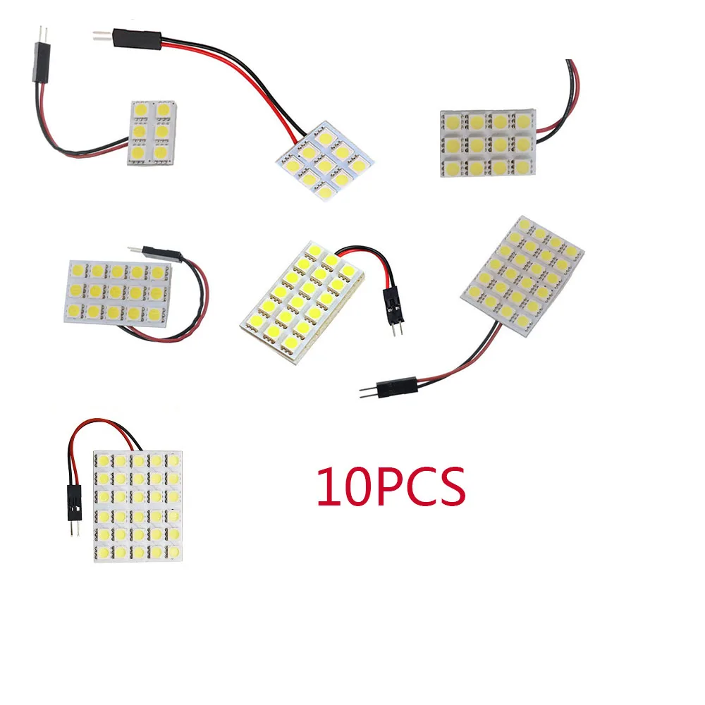 10 шт. T10 BA9S гирлянда C5W C10W 6/9/12/18/24/36/48 SMD 5050 Светодиодный белый 12V светодиодный чтения