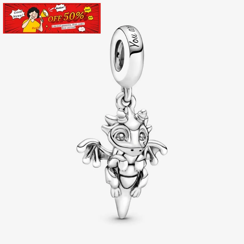 SALE! 925 Sterling Silver Beads You Are Magic Dragon Dangle Charm Fit Original Pandora Bracelets DIY Women Fashion Jewelry Gift 2