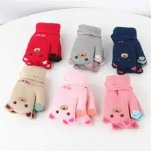 Детские Зимние перчатки для маленьких девочек и мальчиков с рисунком пчелы из мультфильма, теплые детские варежки, вязаные перчатки и xs