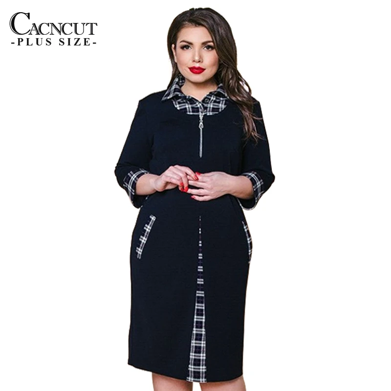 5XL 6XL весеннее платье в шотландскую клетку 2019 зимнее повседневное женское рабочее