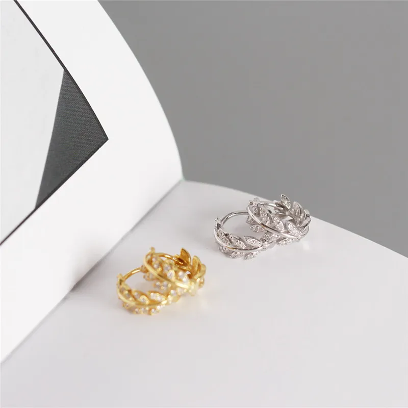 ying Vahine 925 Sterling Silver Exquisite Olive Leaf Stud Earrings for Women