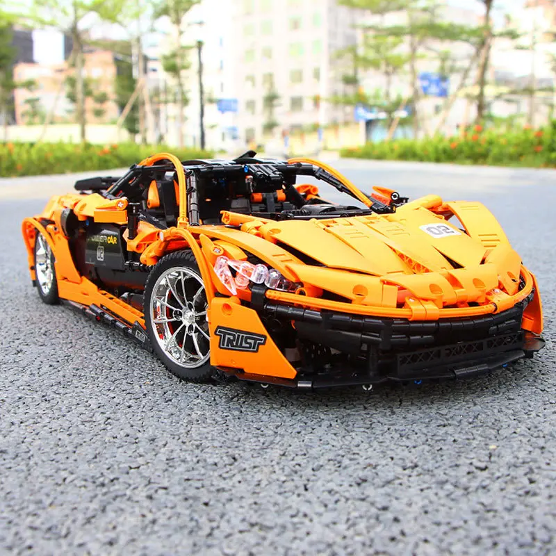 Городские автомобили 13090 Technic серии P1 оранжевый гоночный автомобиль набор приложение RC модель строительные блоки мощность мотор функция 20087 для подарков