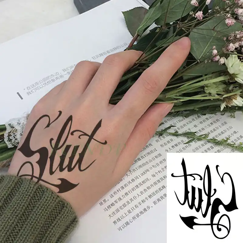 Waterproof Temporary Tattoo Sticker English Letter Words Arrow Fashion Pattern Flash Tatoo Fake Tatto For Women Men Temporary Tattoos Aliexpress