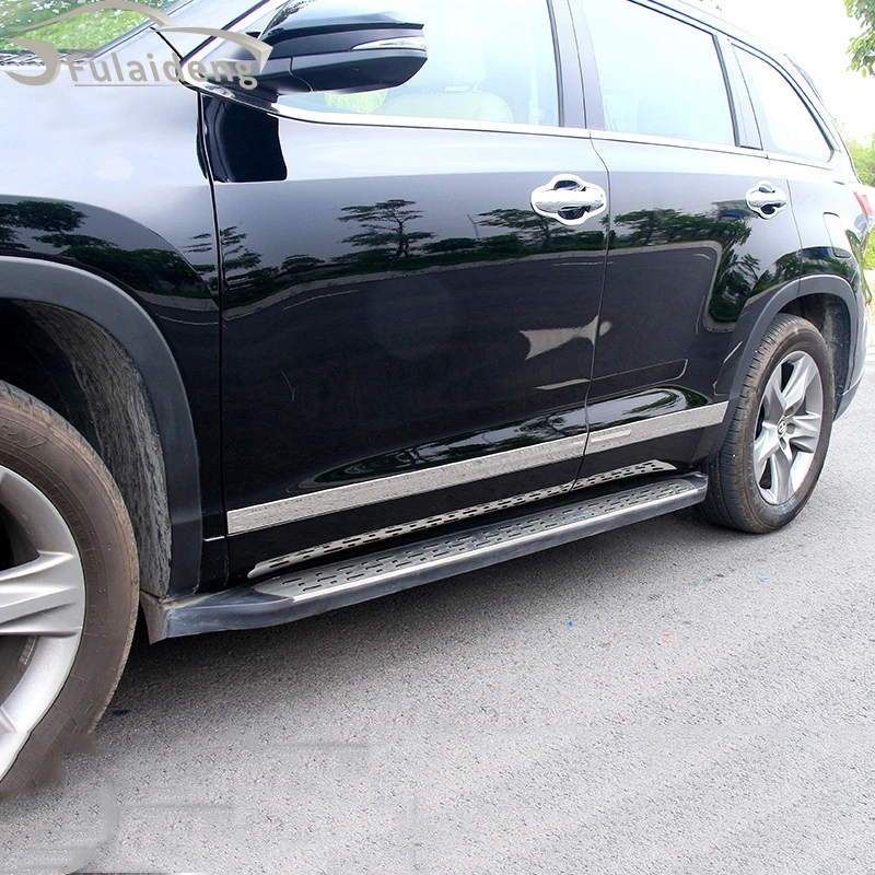 6 шт. для Toyota Highlander- из нержавеющей стали боковой рельефная Накладка для отделки автомобиля стильный аксессуар