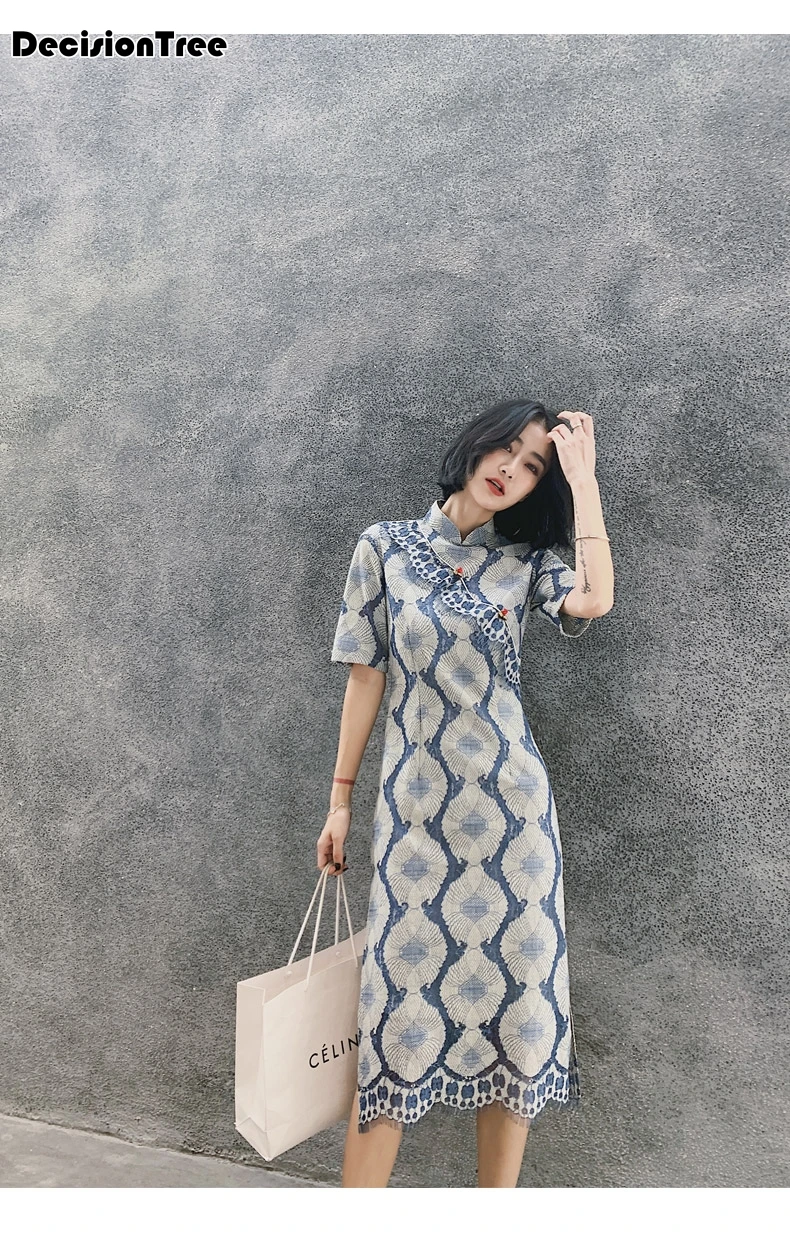 Китайское традиционное женское платье cheongsam с вышивкой и блестками, современные восточные Длинные вечерние платья qipao