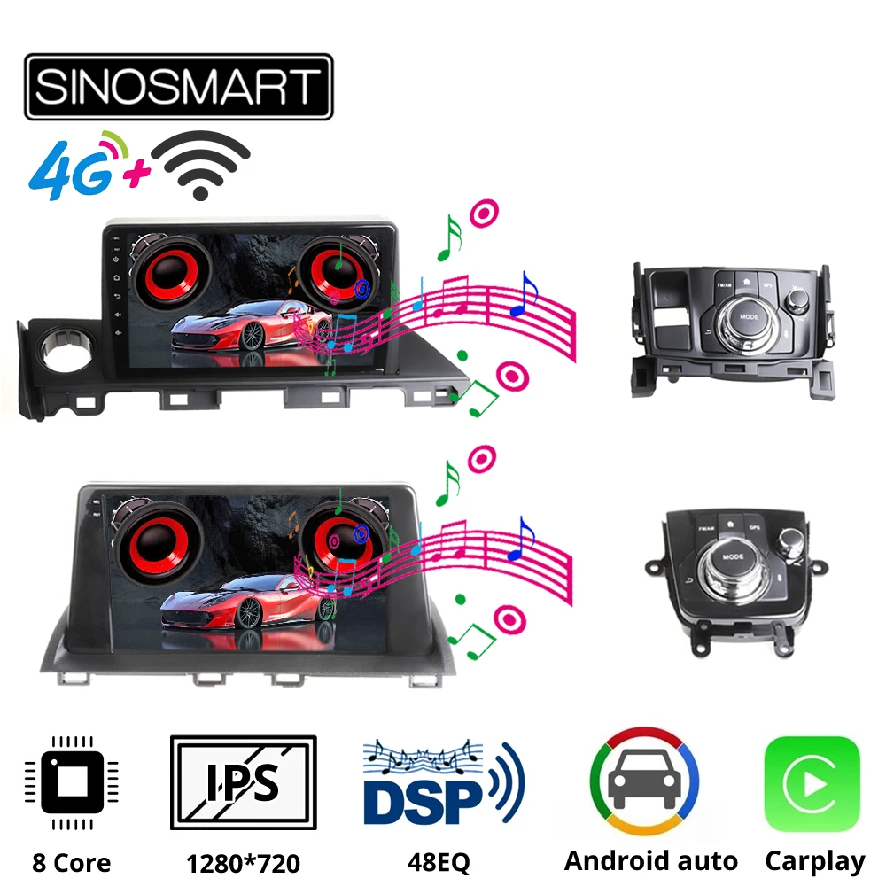 SINOSMART Автомобильный GPS навигационный плеер для Mazda 3 Axela 2014-2019 6 Atenza 2017-2018 Поддержка 8