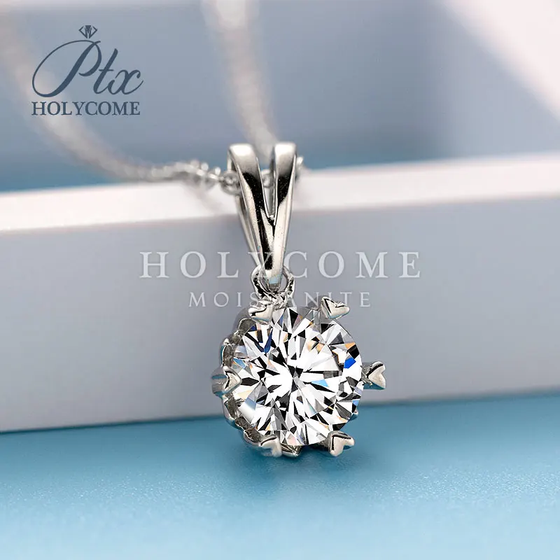 Pendant 925 Silver 6.5mm 38cm 42cm ROUND DEF Moissanite VVS1