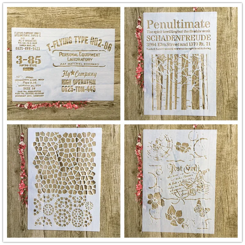

4 pieces / each batch of A4 flowers DIY craft layered stencil, painting, scrapbook, embossing, embossing album paper stencil