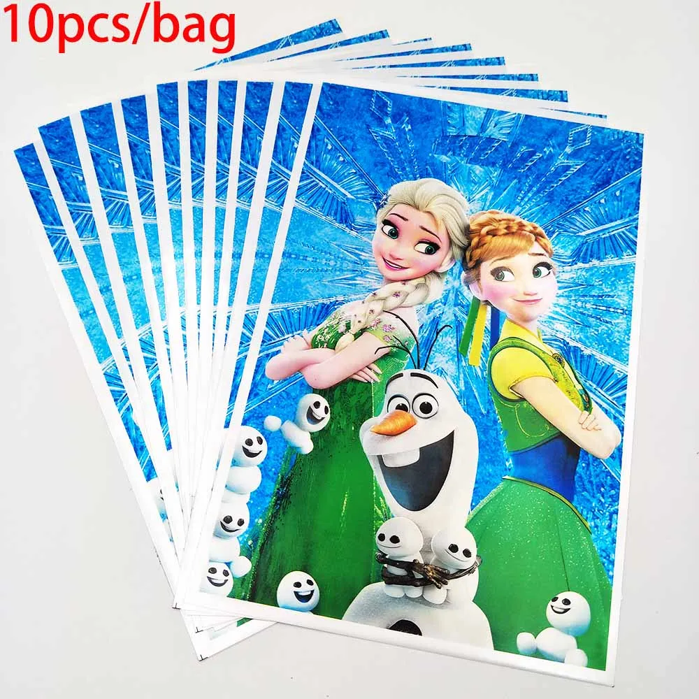 Gift bag 10pcs 6 шт./компл. с героинями мультфильма «Холодное сердце» принцессами Эльзой и Анной пригласительный билет для вечеринки, дня рождения украшения мультяшную тему вечерние питания фестиваль комплект поставки - Цвет: Gift bag 10pcs
