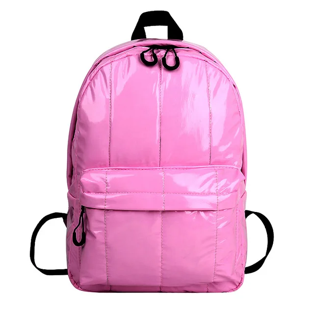 Новинка, повседневный Блестящий нейлоновый рюкзак, водонепроницаемый женский спортивный светильник, рюкзак для студентов на плечо, школьная сумка, женский рюкзак, 5 цветов - Цвет: rose red