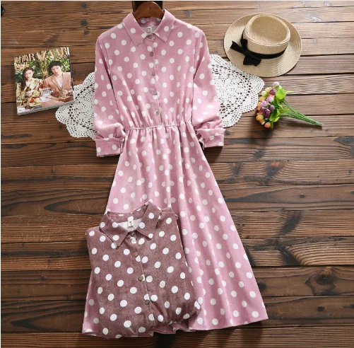 Sukienki, Осеннее женское длинное платье, Mori Girl, в горошек, миди, vestidos mujer Kawaii Sukienki, вельветовое платье PV262