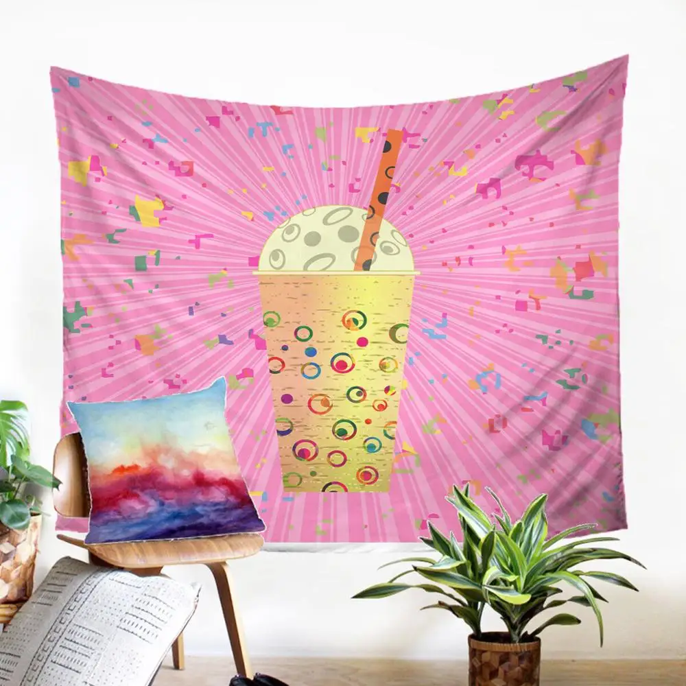 

Tasty And Refreshing Drink Pattern Tepestry Home Decoration Dorm Decor Macrame Panel Wall Hanging Carpet Home Textiles