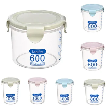 

Fowecelt 3PCS Kitchen Plastic Food Storage Containers Organizer with Lids for Cereals for Spices Sealing Can for Bulk