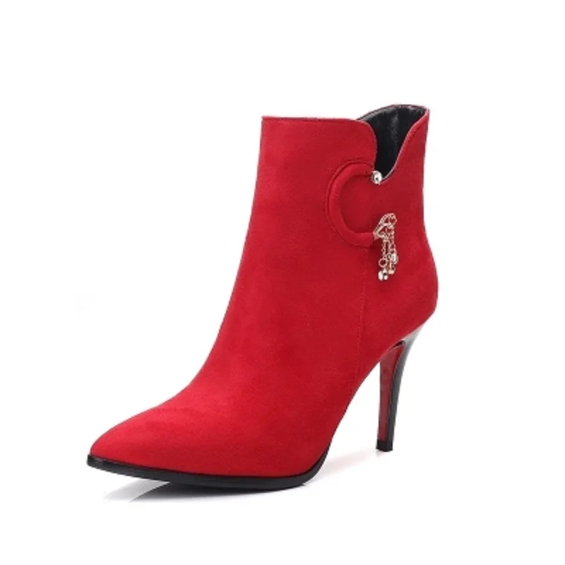 Осень зима 2019 г. Новые женские красные свадебные туфли пикантная Свадебная обувь