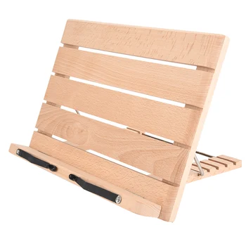

Portable Folding Wood Book Rack Stand 5 Levels Adjustable Music Scores Holder Reading Sheet Stand Support With Page Paper Clips