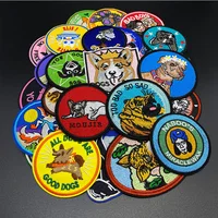 Round Cartoon Cat & Dog Animal Embroidery Patches – Iron On Patches for Clothes | Customizable Eagle, Wolf, and More Patches - Image 6