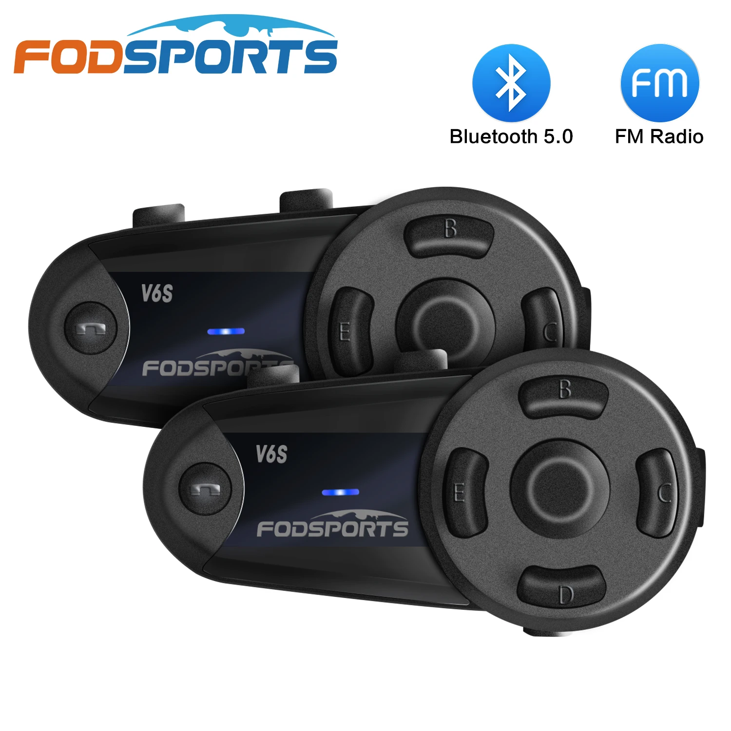 2 шт. Fodsports V6S мотоциклетный домофон шлем беспроводная bluetooth-гарнитура 6 райдер 1000 м