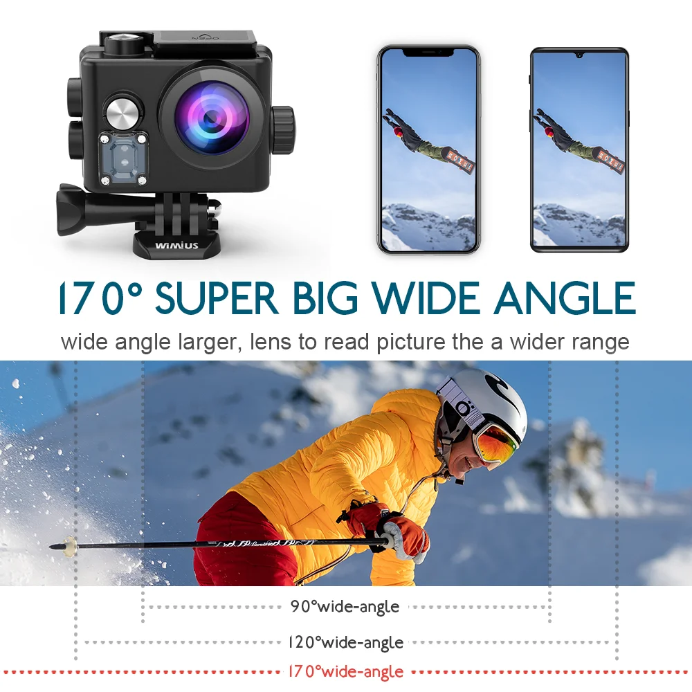 Экшн камера L2 Ultra HD 4K/12 МП 170D подводная 30 м водонепроницаемая Спортивная для шлема