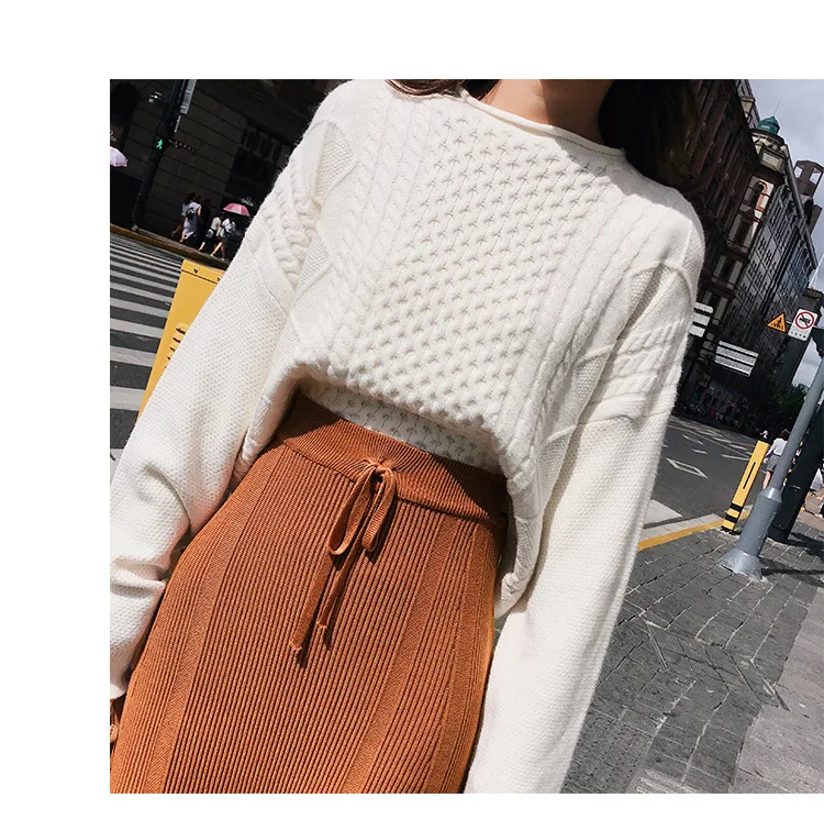 [Dowisi] New Style Autumn& Winter Korean-style High-waisted Casual Sheath Knitted Dress Skirt Women's F5210