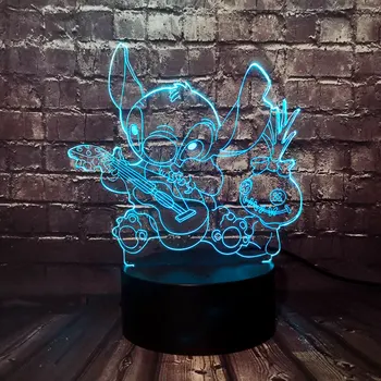 

Safe Of Baby Table 3D Visual Fashion Stitch Cartoon LED Room Bulb Mood Night Light 7 Color Sensor Touch Base Holiday Kids Toy