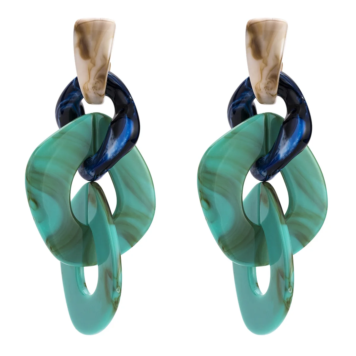

Europe And America Exaggeration Big Brand Cellulose Acetate Sheet Multilayer Chain Weaving Earrings Autumn Ear Stud Manufacturer