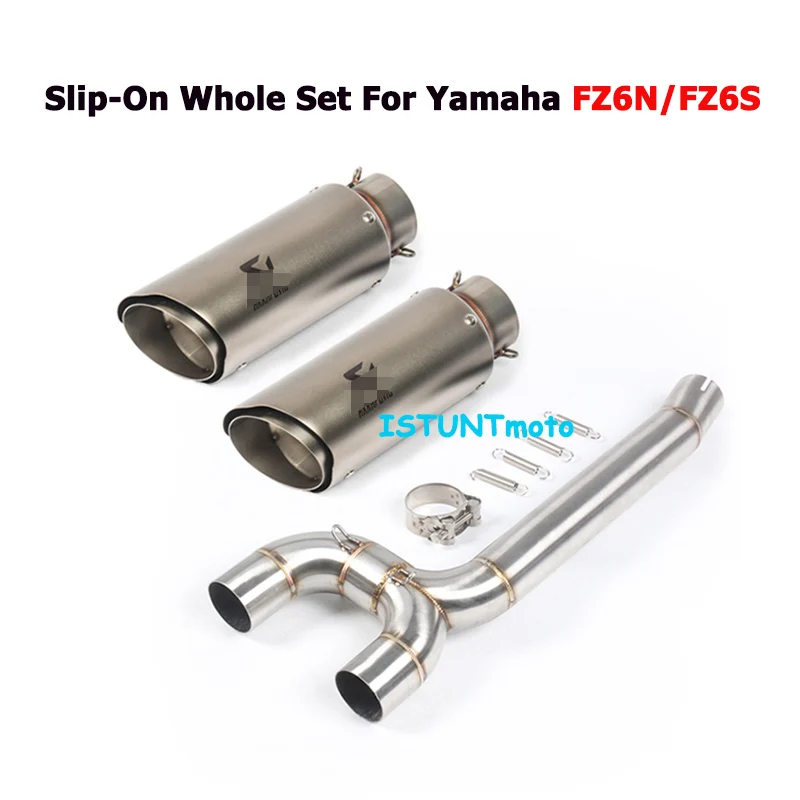 

Motorcycle Exhaust slip-on Whole Set escape Modified Motorbike Middle Link Pipe with Double Muffler For Yamaha FZ6N 6S FZ600