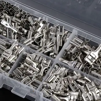 

500pcs/box Crimp Terminals Set Wire Connection Plug Spring Male Female Spade Terminator Connectors 2.8mm 4.8mm 6.3mm