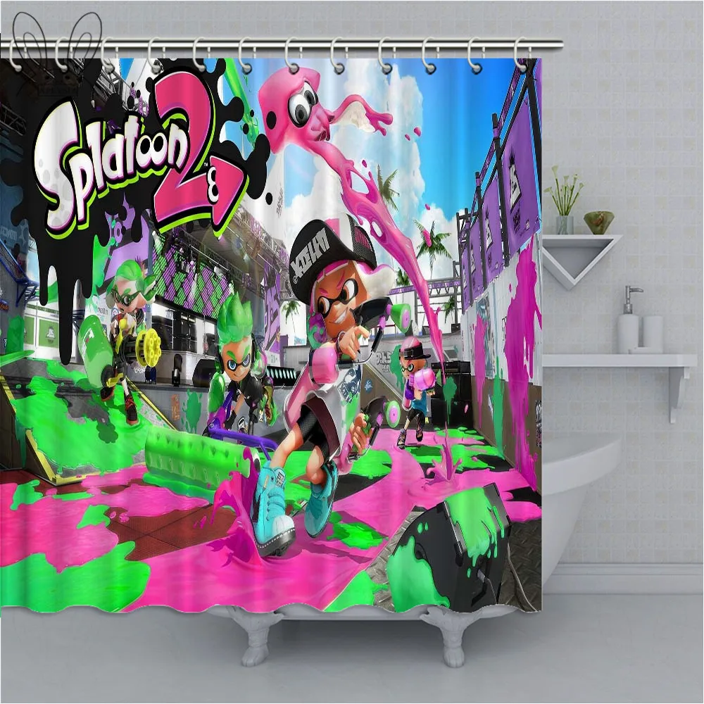 Цветная занавеска для душа aplyasia Splatoon 3D Водонепроницаемая полиэфирная ткань занавеска для душа s для декора ванной комнаты