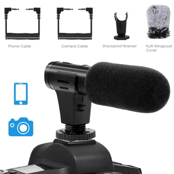

Super Cardioid Universal Video Microphone USB Rechargeable Camera Microphone with 3.5mm audio jack with sponge and fluff cover