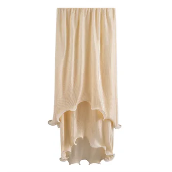 

WOMENGAGA 2020 Summer New Skrit Double Ruffle Pleated Casuala-line Solid Elastic Waist Empire Loose Patchwork Fashion A514