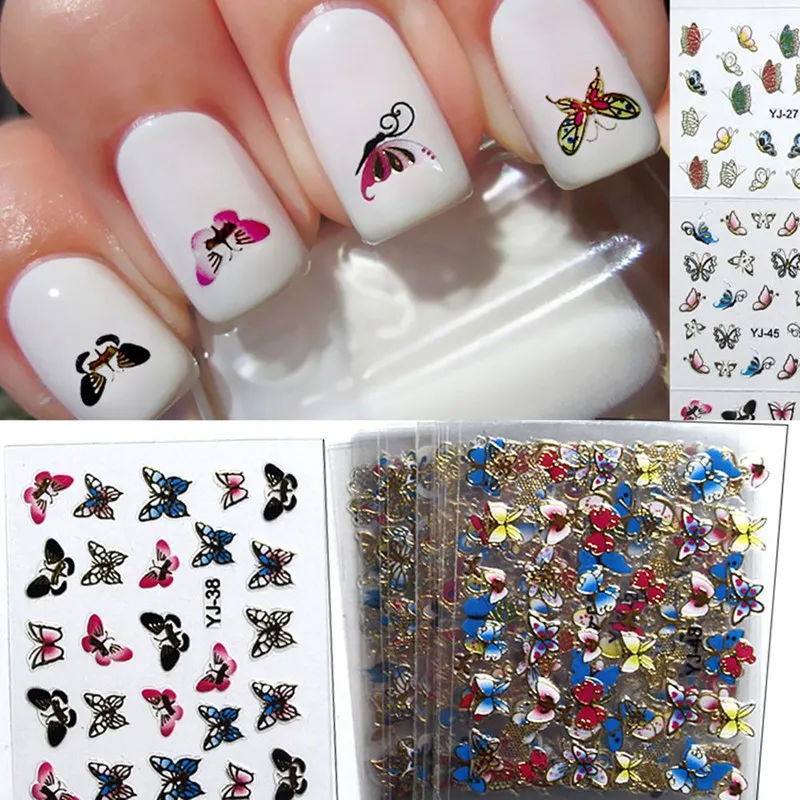 

1 Set Mixed Design New Nail Art Sticker Set Black Lace Gold Silver Glitter Flower Water Decal Slider Wraps Decor Manicure