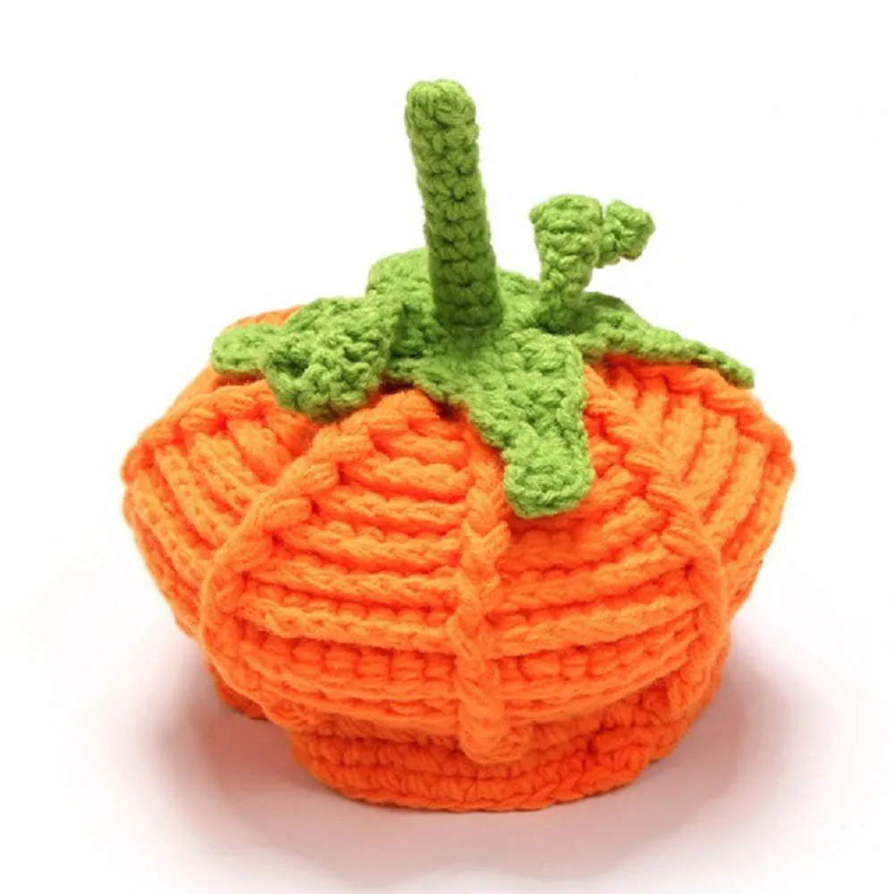 New Style Cute Newborn Baby Cartoon Pumpkin Cap Knit Hat Halloween Costume Photography Prop Kids Girl Boy Hats Photo Props