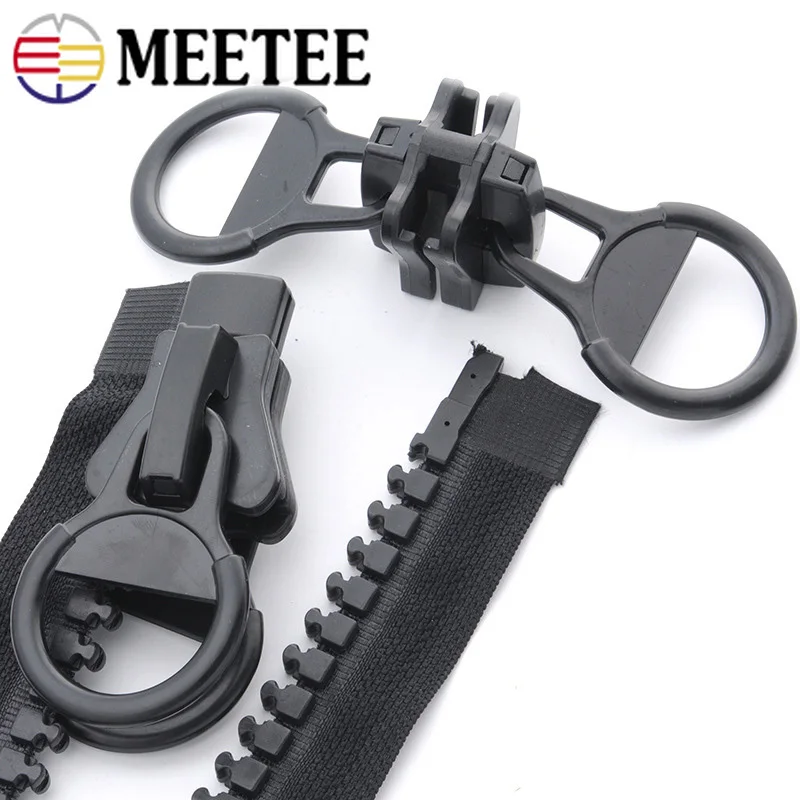 Meetee 20# Oversize Resin Zipper Black Double-sliders Open-end Zippers for Down Jacket Coat Tent DIY Sewing Accessories ZA109 | Дом и сад