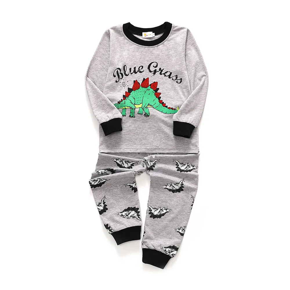 Весенне-осенние пижамные комплекты для мальчиков детская одежда ночное белье с рисунком динозавра Хлопковая пижама спортивный костюм с длинными рукавами для детей - Цвет: Color11
