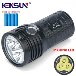 Lampe de poche puissante à 3 LED XHP90, torche tactique Rechargeable à haute luminosité, lanterne à main pour le Camping et la randonnée 