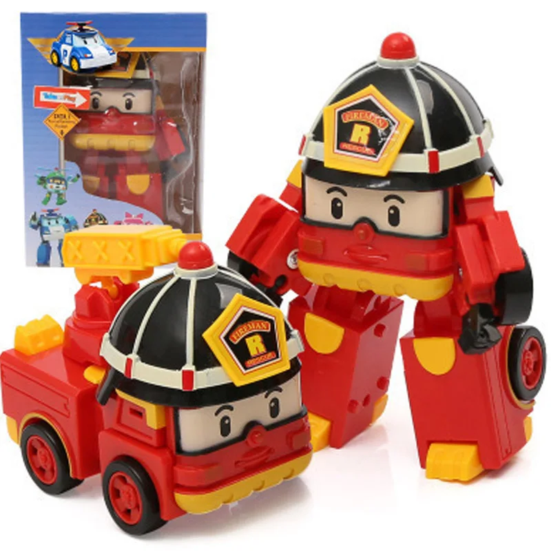 Корейский вариант Q полицейский автомобиль поли Перри деформируемый робот пожарная машина подарочная коробка - Цвет: Красный