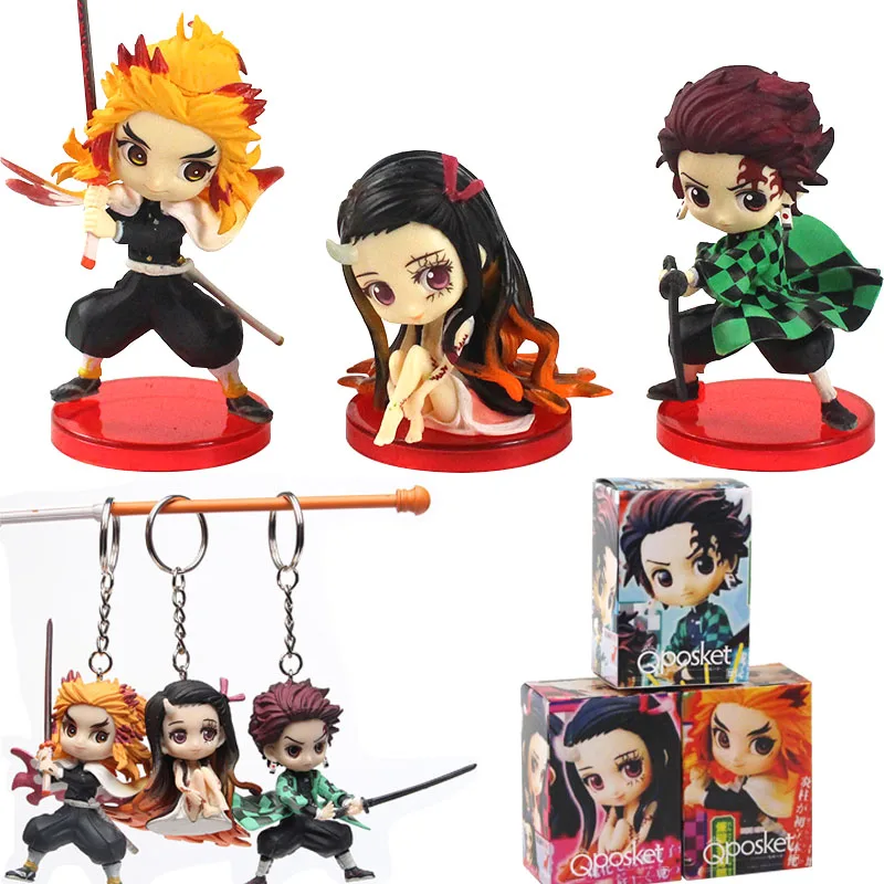 3 шт./компл. демон убийца Kimetsu без Yaiba Q Posket камадо Tanjirou Nezuko Rengoku Kyoujurou ПВХ фигурка