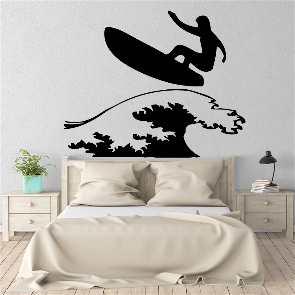 

Funny Surfing Wall Decals Material Livingroom Children Room Decoration Stickers Removable Vinyl Murals Naklejki Na Sciane HJ0613