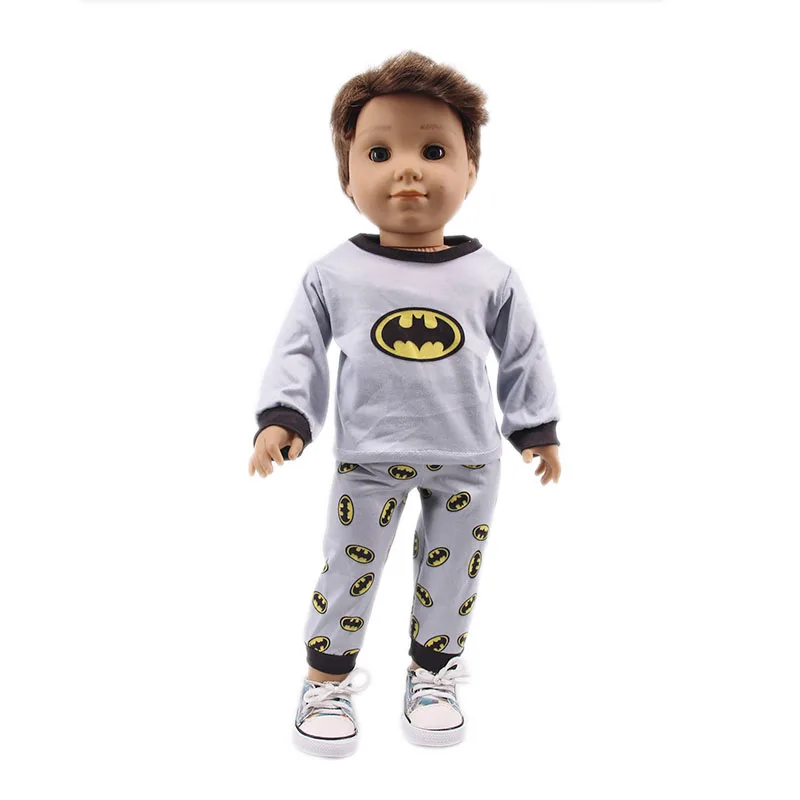 Комплект из 2 предметов для мужчин и кукол, пижама с суперменом для детей 18 дюймов, американская и 43 см, одежда для новорожденных, наше поколение, подарок для мальчиков и девочек - Цвет: n195