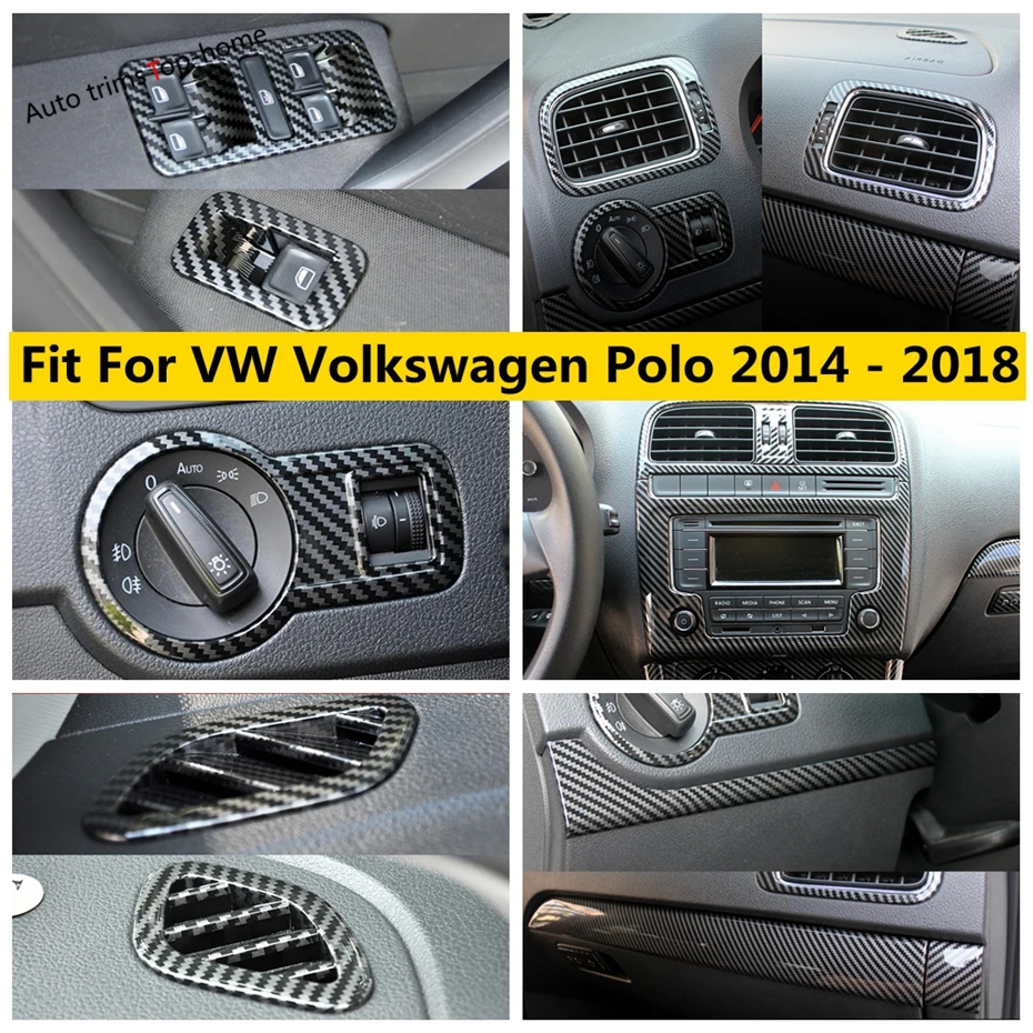 Аксессуары из углеродного волокна для VW Volkswagen Polo 2014 -2018 подъемник окон светильник